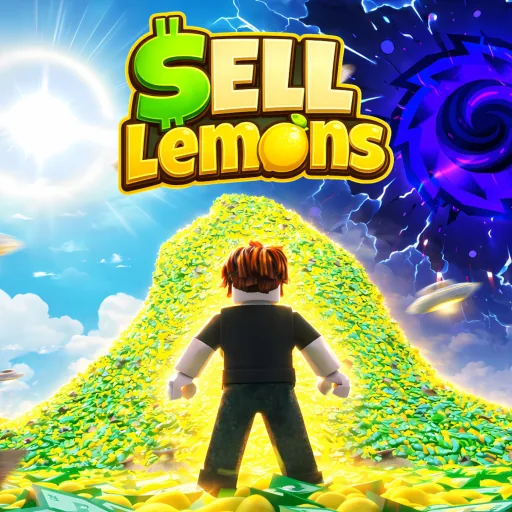 Official Sell Lemons Roblox icon with a lemon pile and space portal